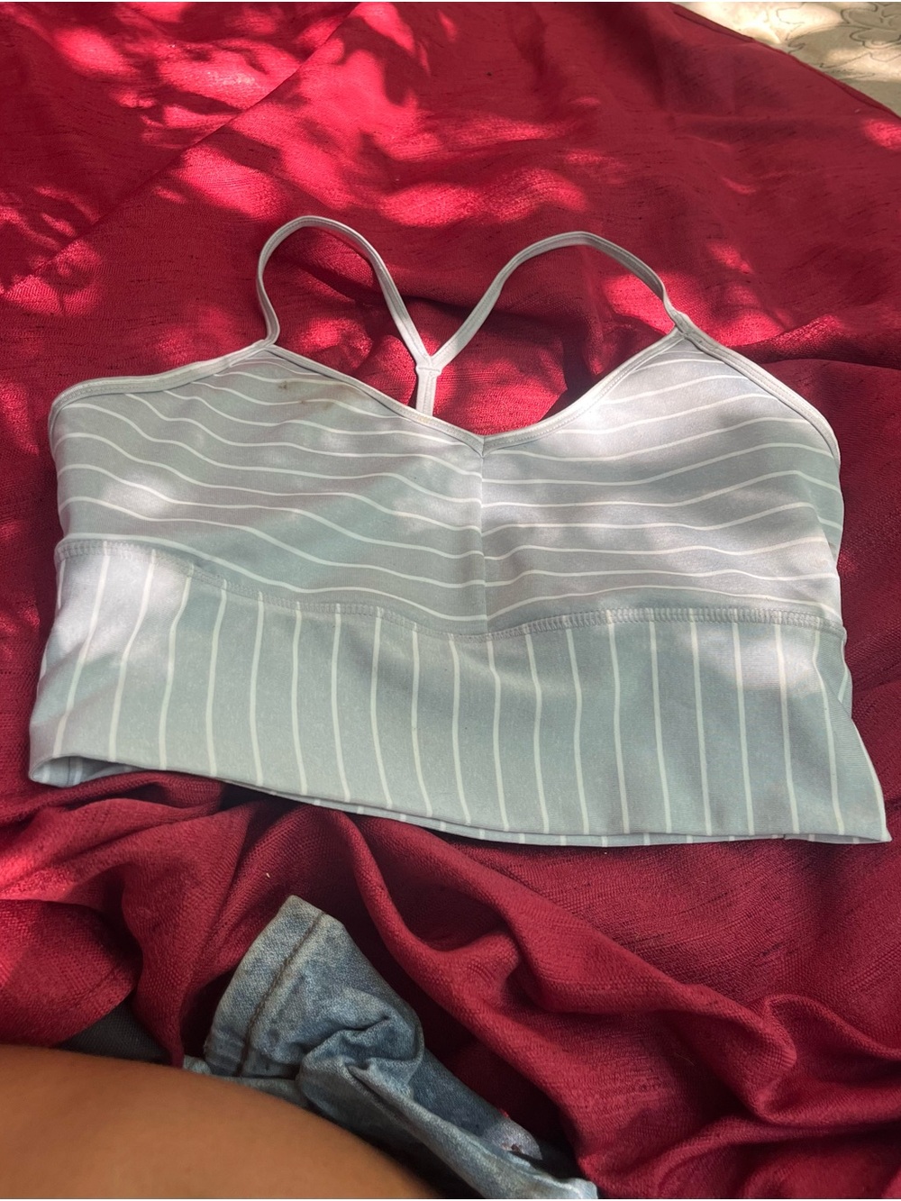 GAIAM Light Blue Striped Sports Bralette